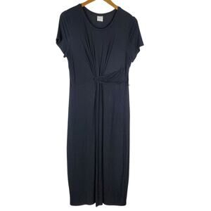 NEW Soma Twisted Front T-Shirt Shelf Bra Dress Size M Black Short Sleeve Jersey